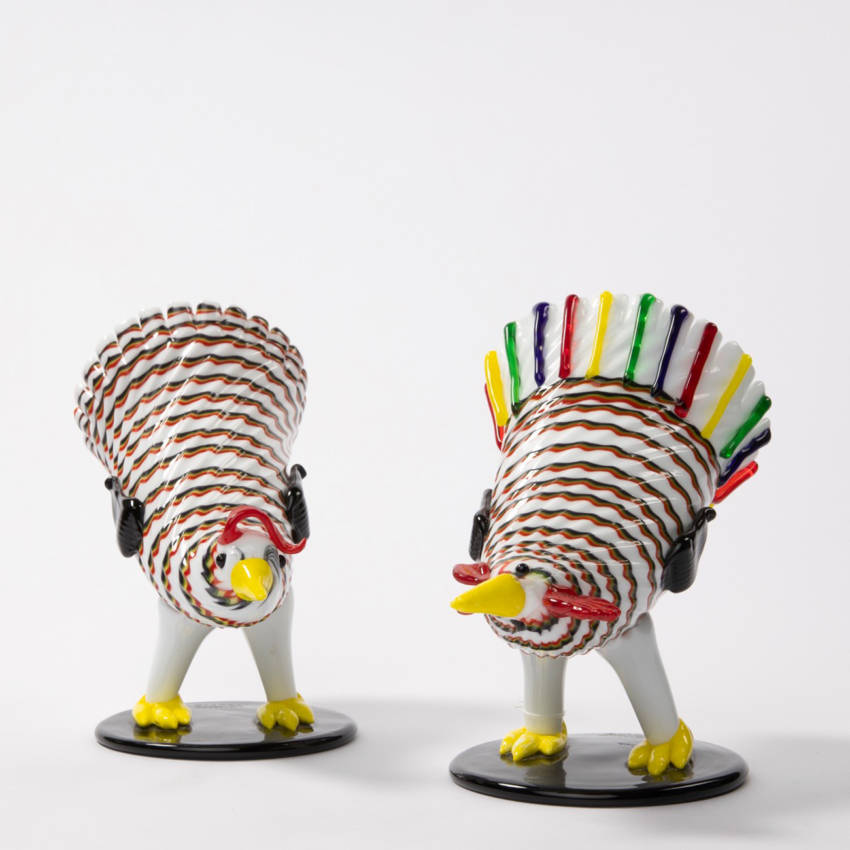 Matching pair of a rooster and hen by Fulvio Bianconi - img20
