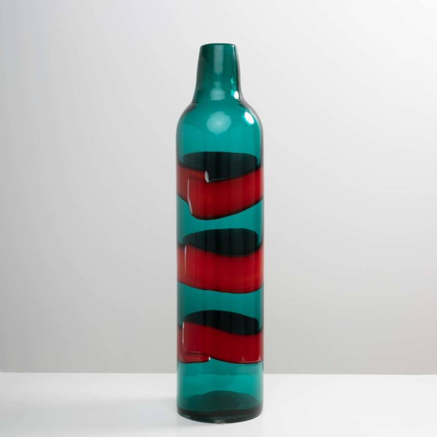 UE5_23 Fasce orizzontali green bottle with red band Fulvio Bianconi