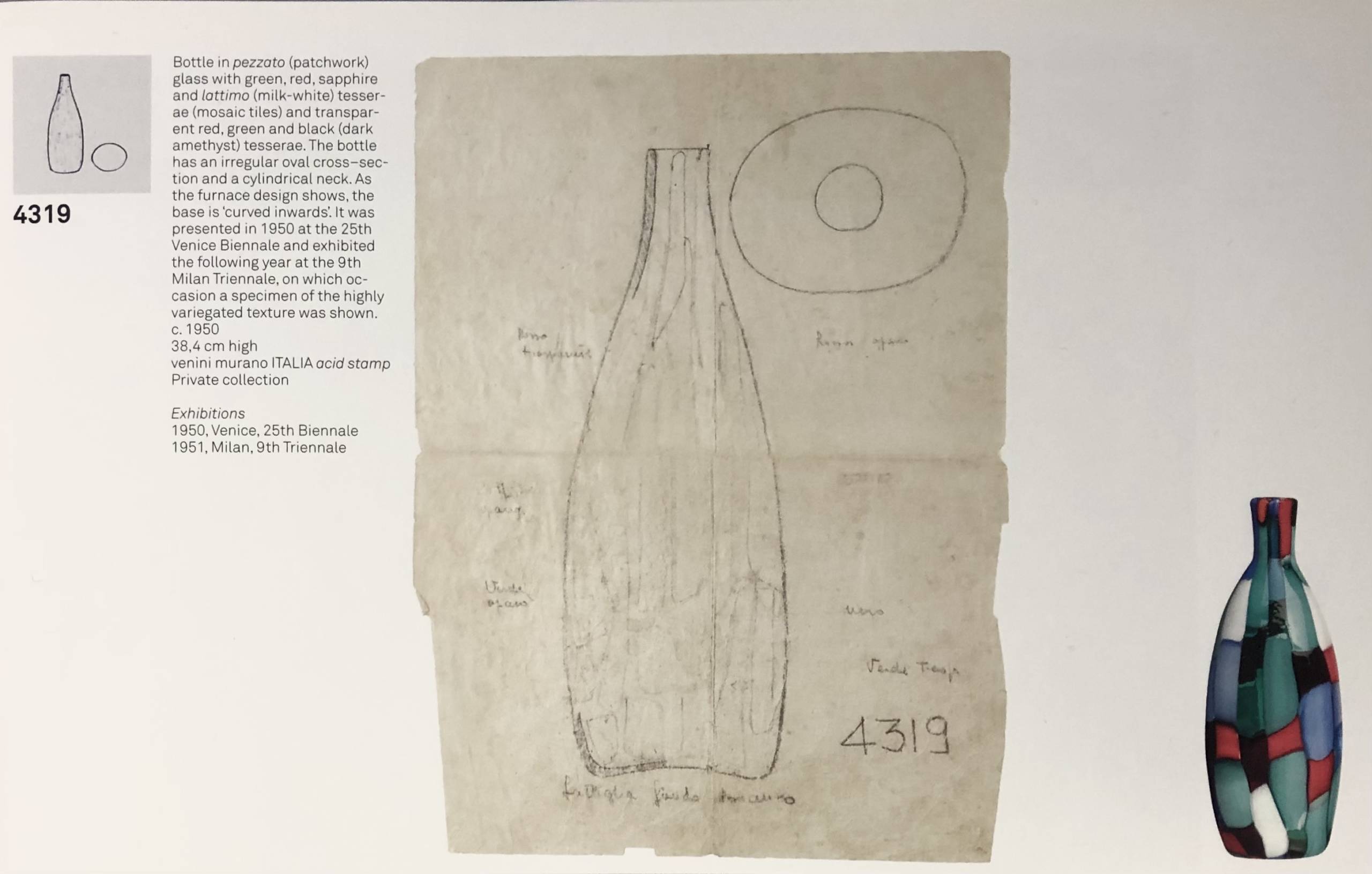 UE11_51 - Pezzato arlecchino bottle shaped vase - Venini 11