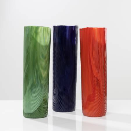 Set of 3 Tronchi vases Green red and blue Toni Zuccheri Venini - 1