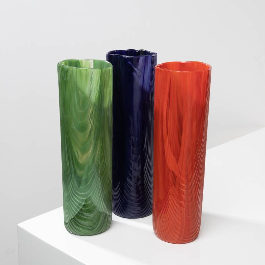 Set of 3 Tronchi vases Green red and blue Toni Zuccheri Venini - 2