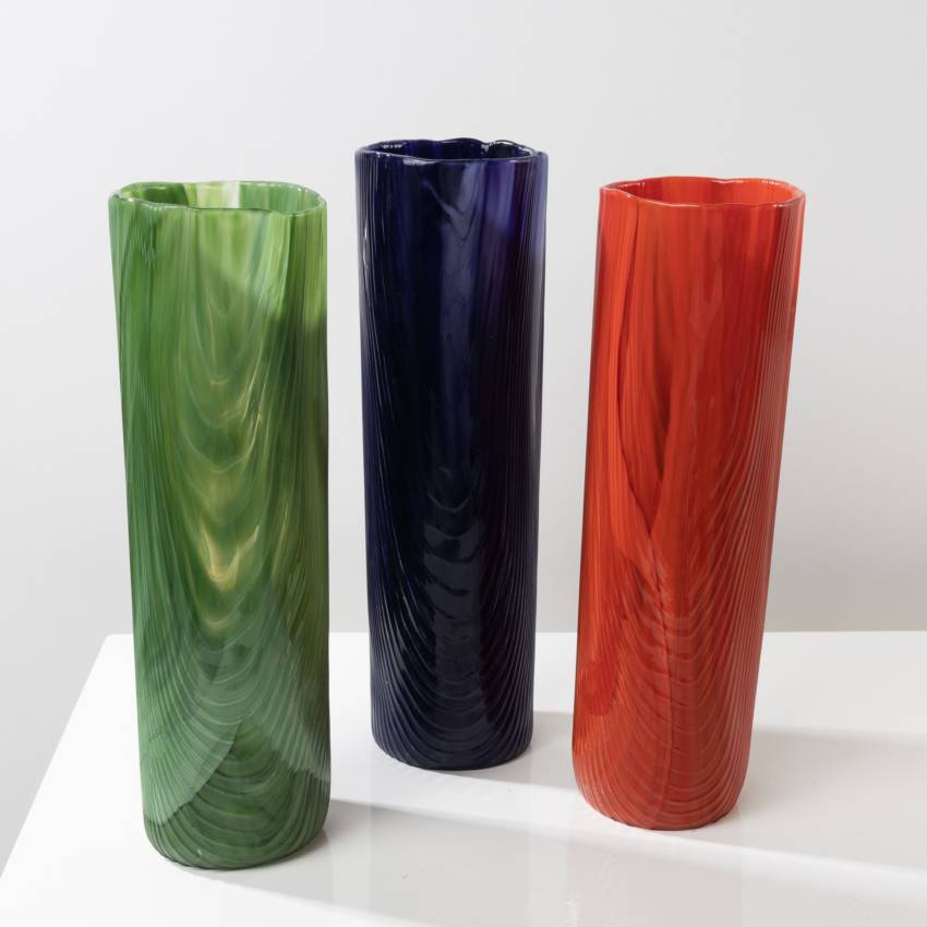 Set of 3 Tronchi vases Green red and blue Toni Zuccheri Venini - 3