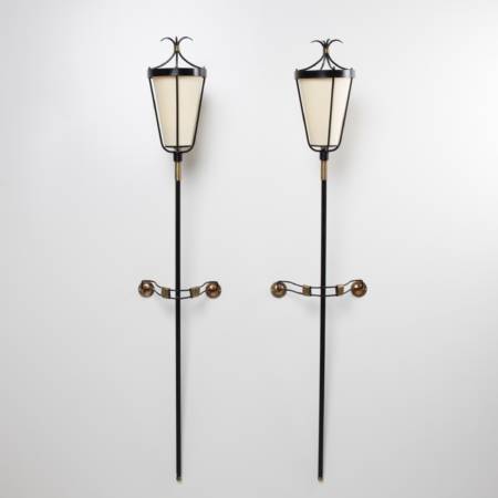 ZE18 Pair of wall lights with one arm Torch French work -1