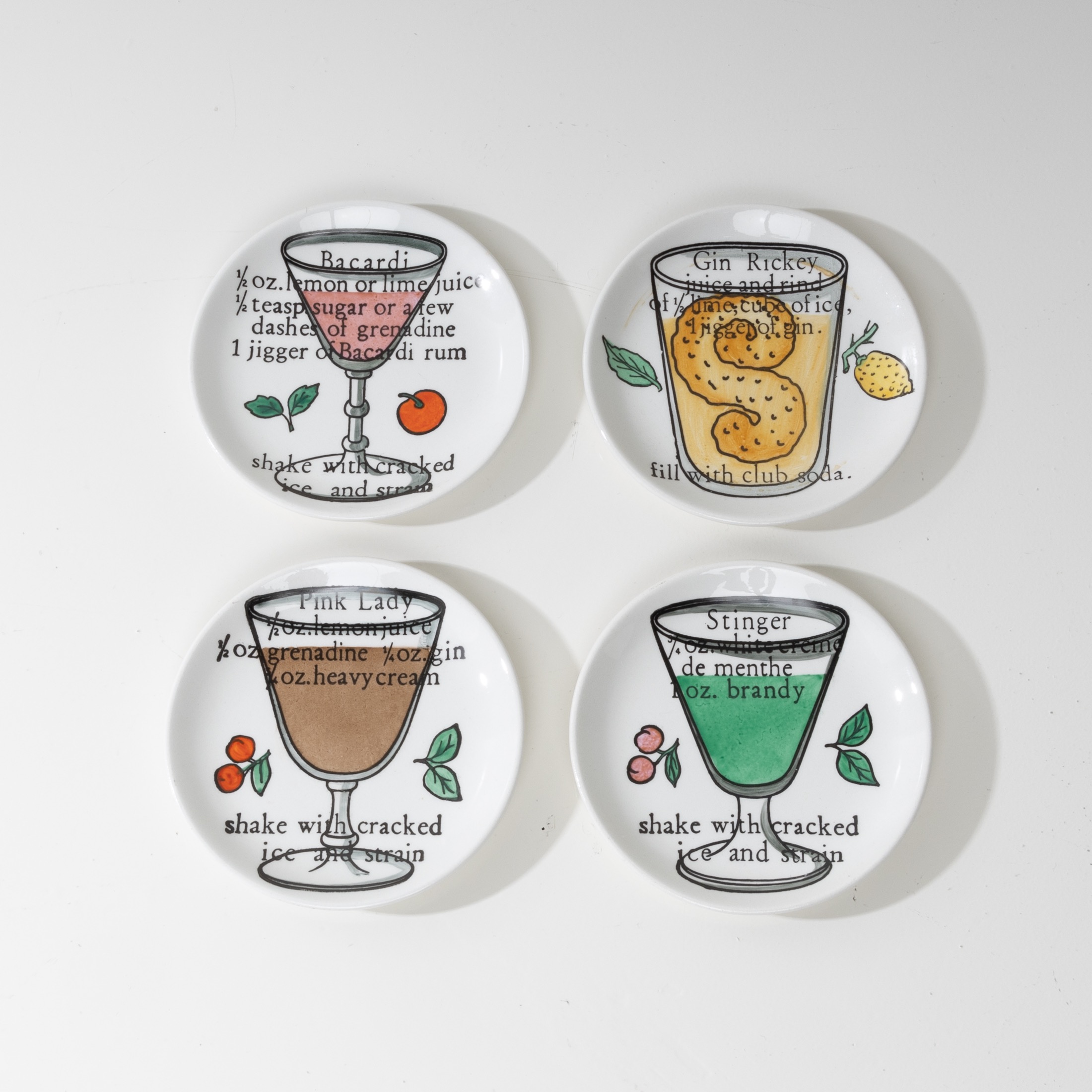 Set of 8 cups or coasters Cocktails Piero Fornasetti - 02