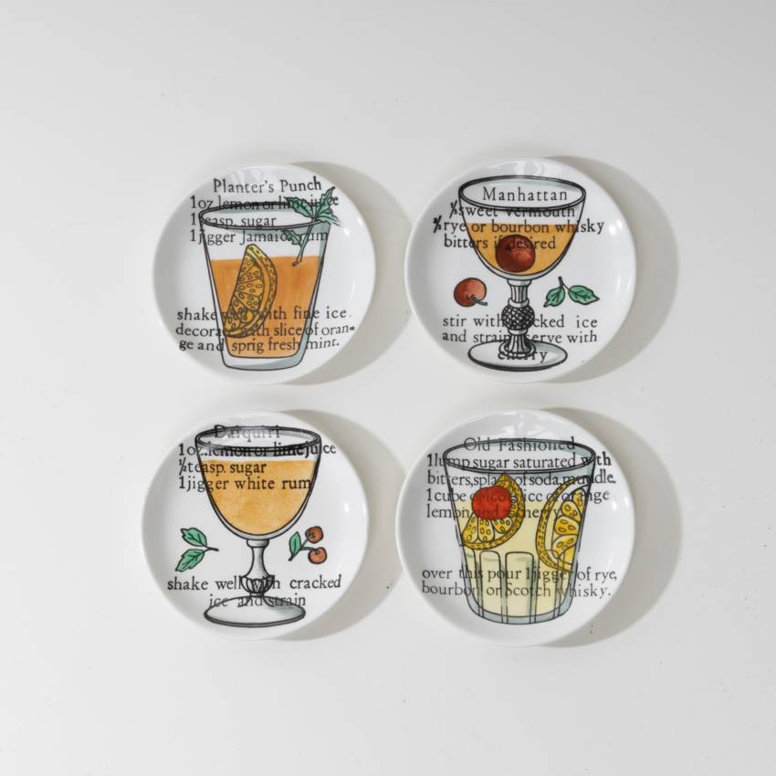 Set of 8 cups or coasters Cocktails Piero Fornasetti - 03