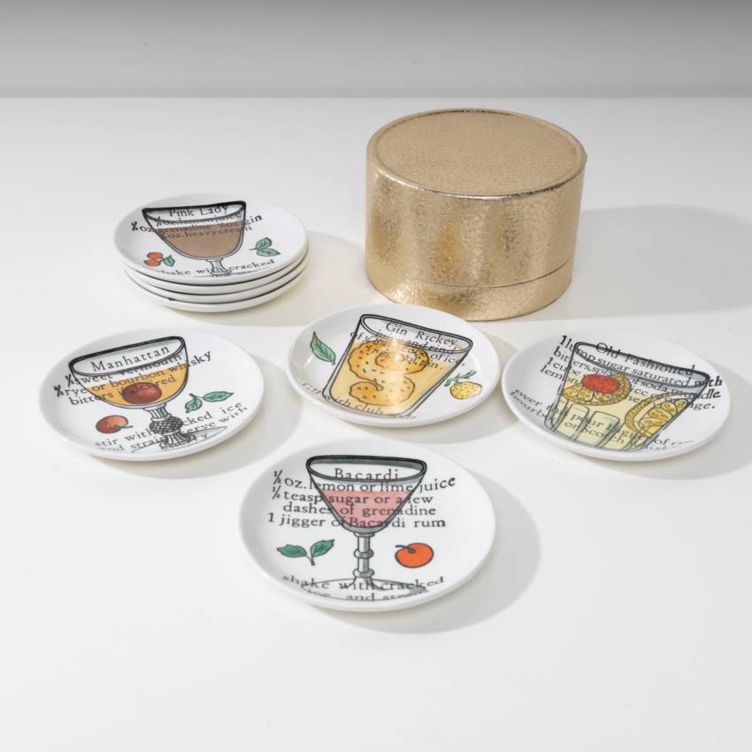 Set of 8 cups or coasters Cocktails Piero Fornasetti - 04
