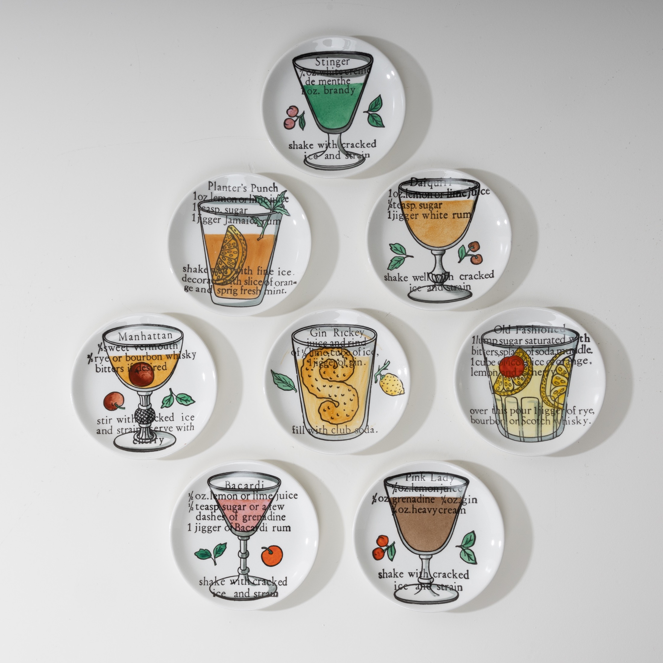 Set of 8 cups or coasters Cocktails Piero Fornasetti - 05