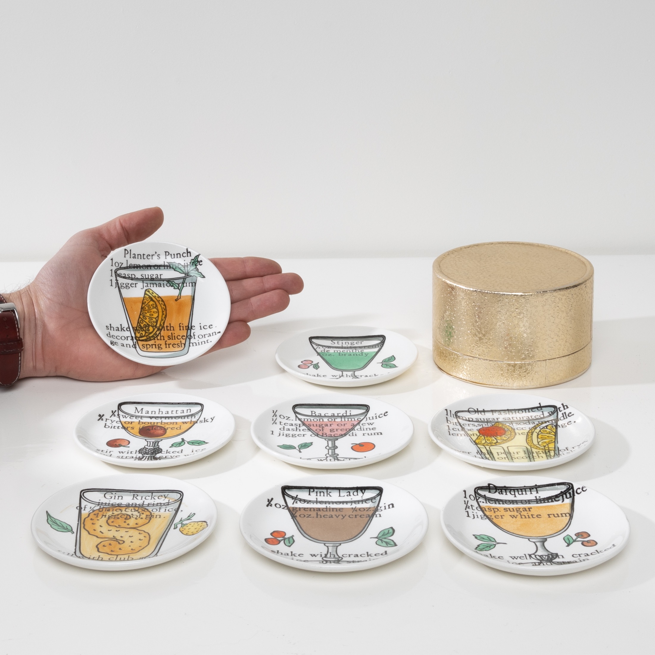 Set of 8 cups or coasters Cocktails Piero Fornasetti - 06
