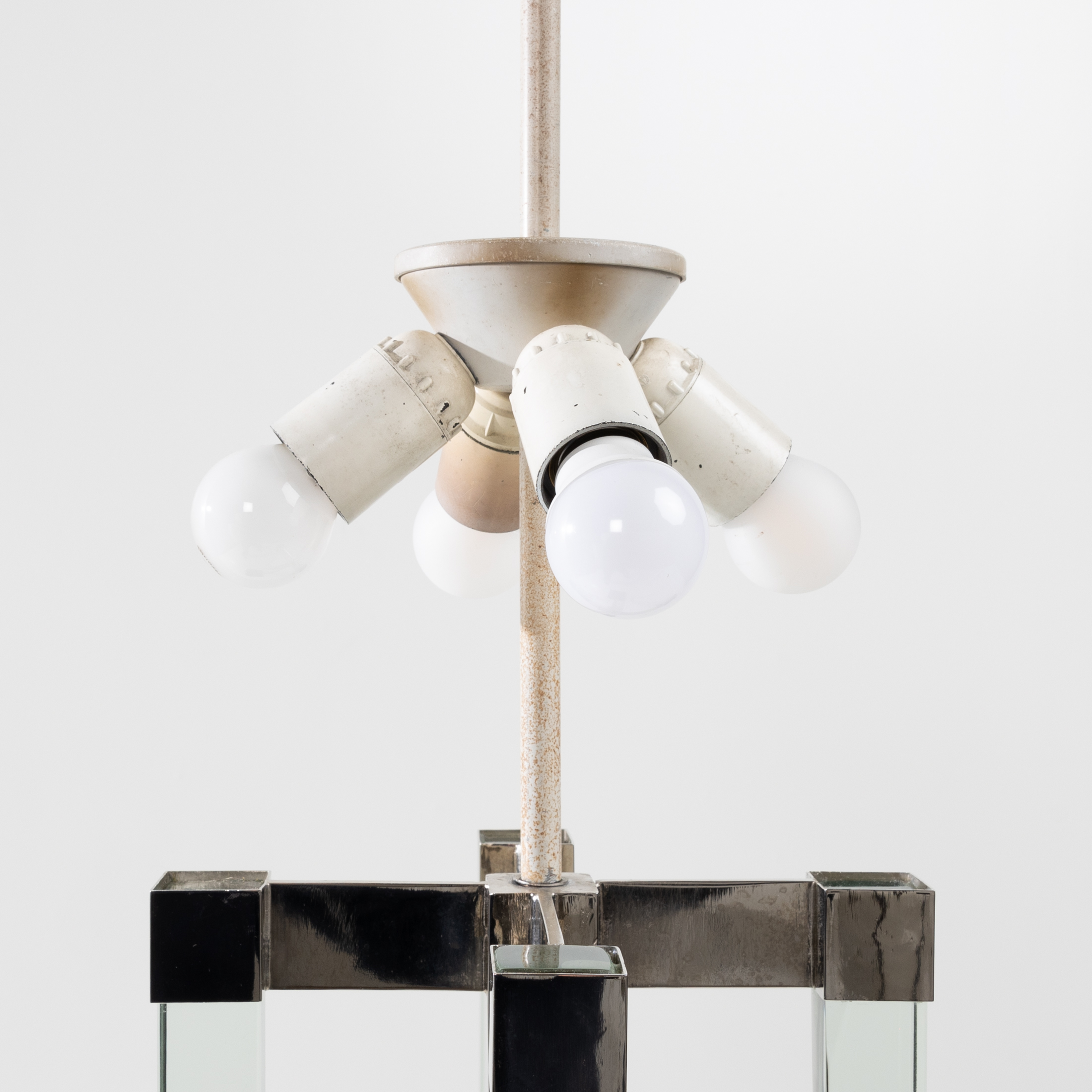 UF04_25 Floorlamp model 2576, white shantung shade - ground crystal glass columns Max Ingrand Fontana Arte -3
