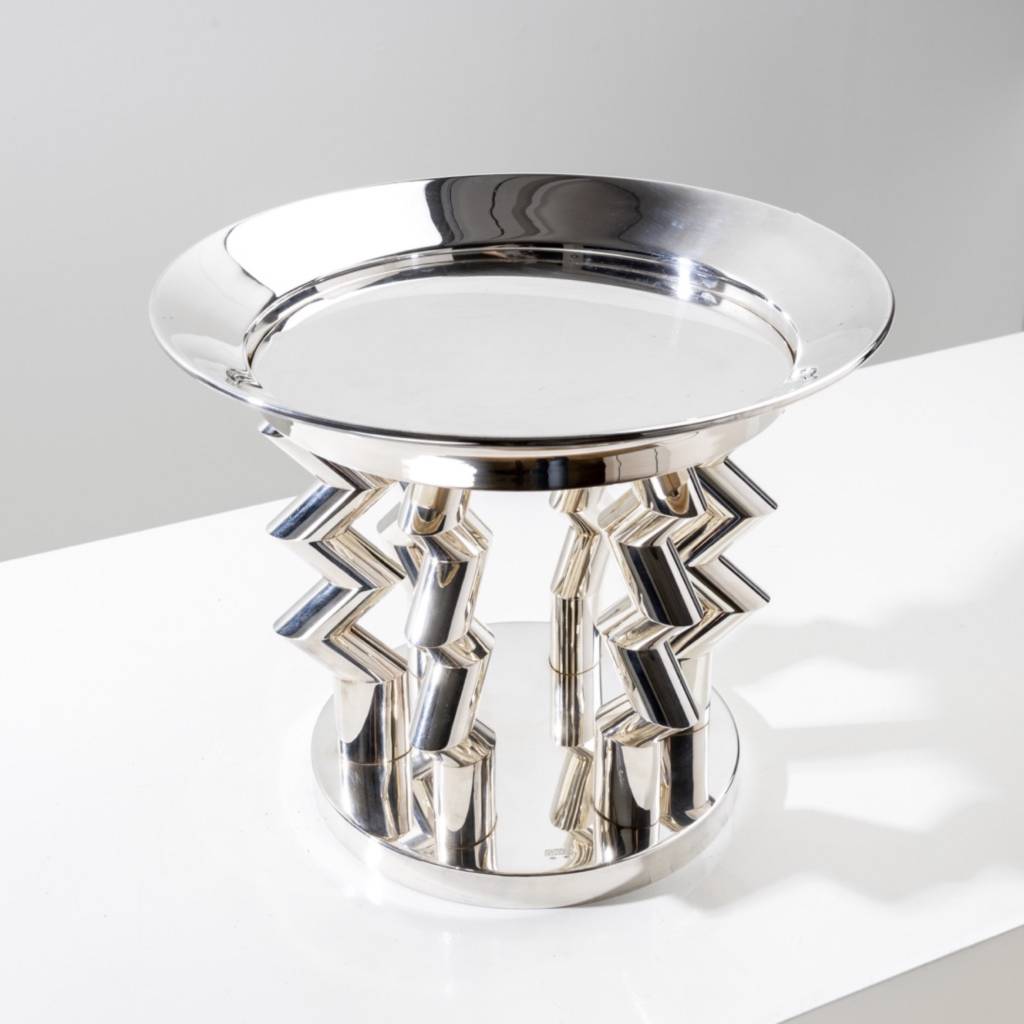Murmansk silver centerpiece Ettore Sottsass Rossi Arcandi for Memphis MIlano -1