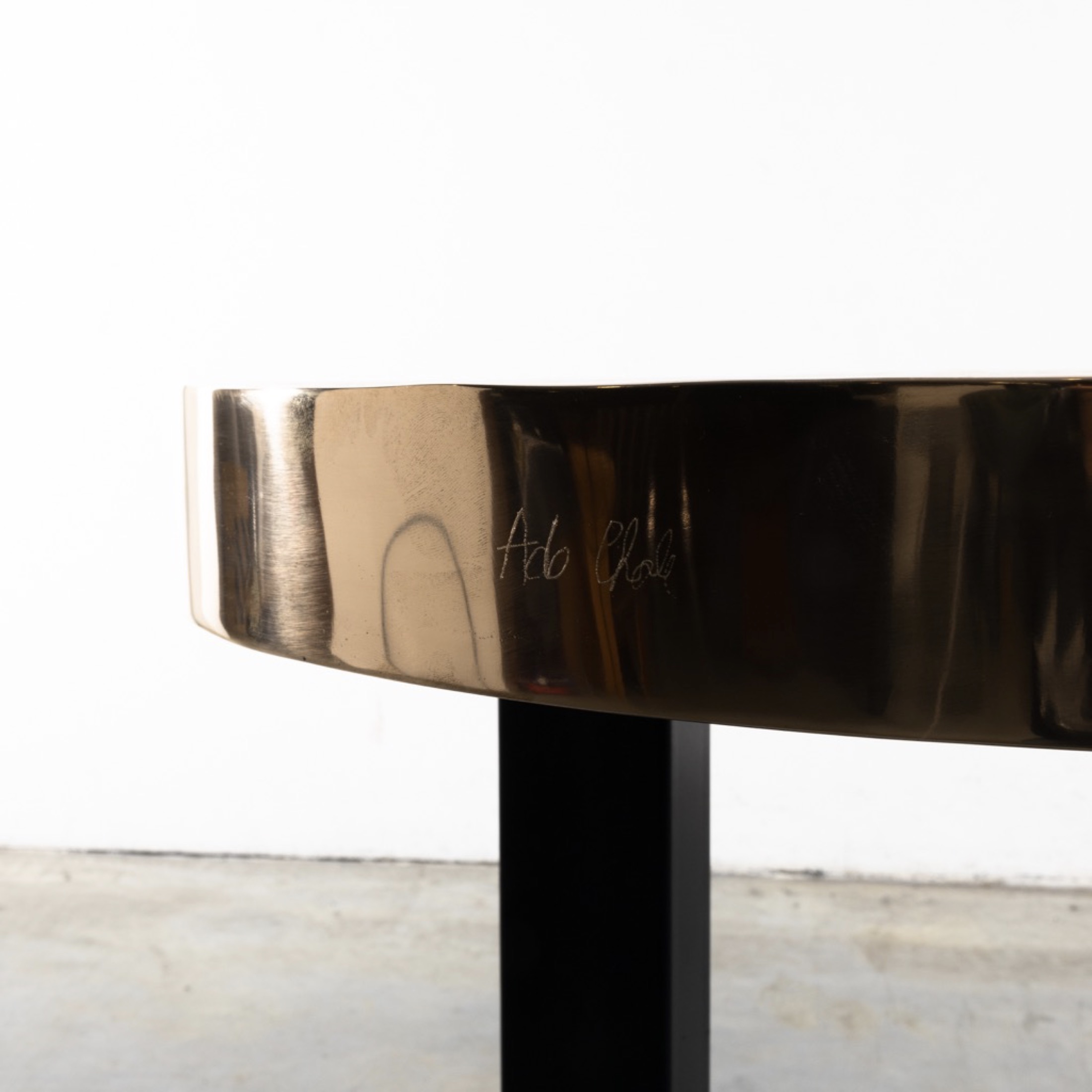 Goutte d'eau (teardrop) by Ado Chale - Pair of high tables or pedestal tables in cast bronze