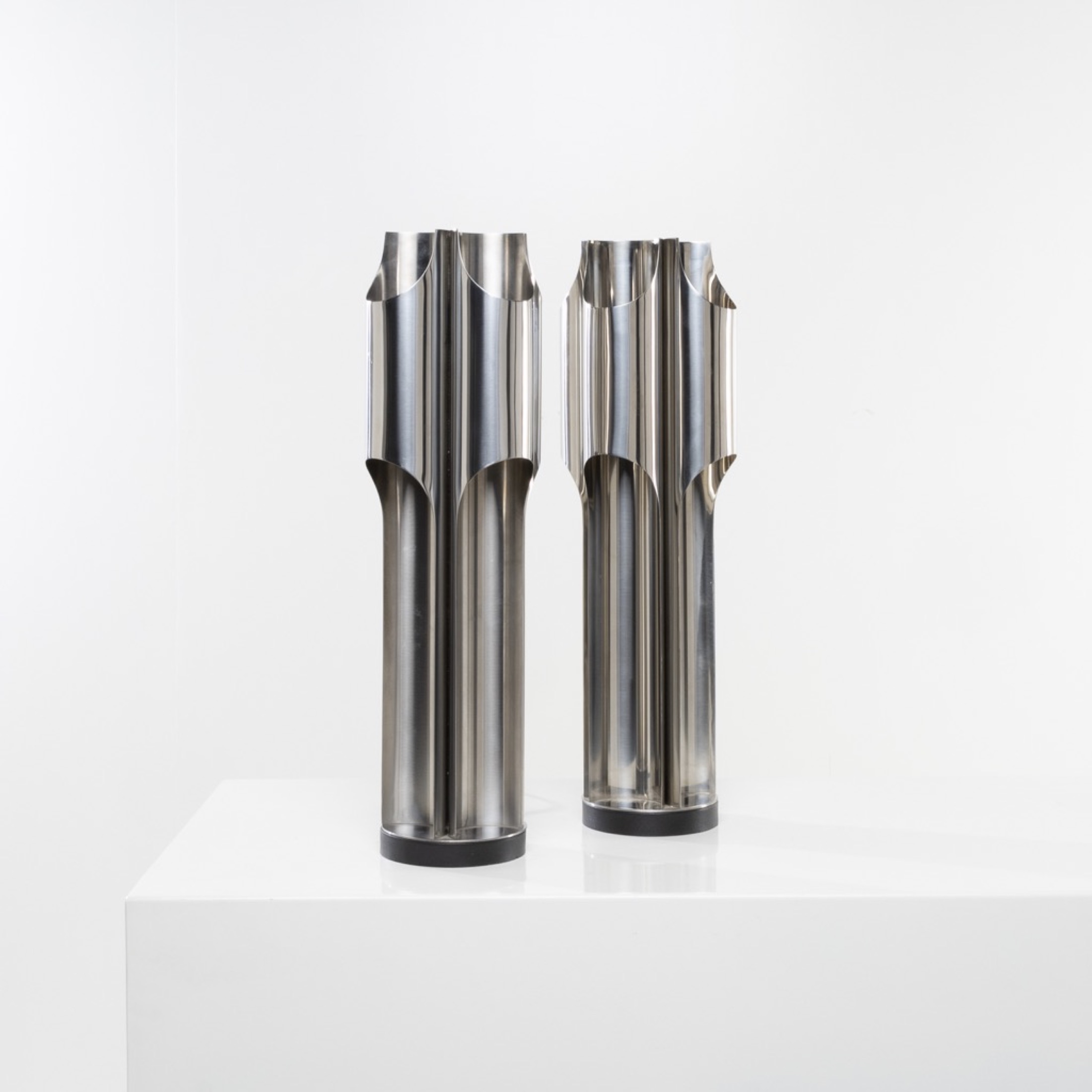 Orgues by Maison Charles - Pair of stainless steel table lamps