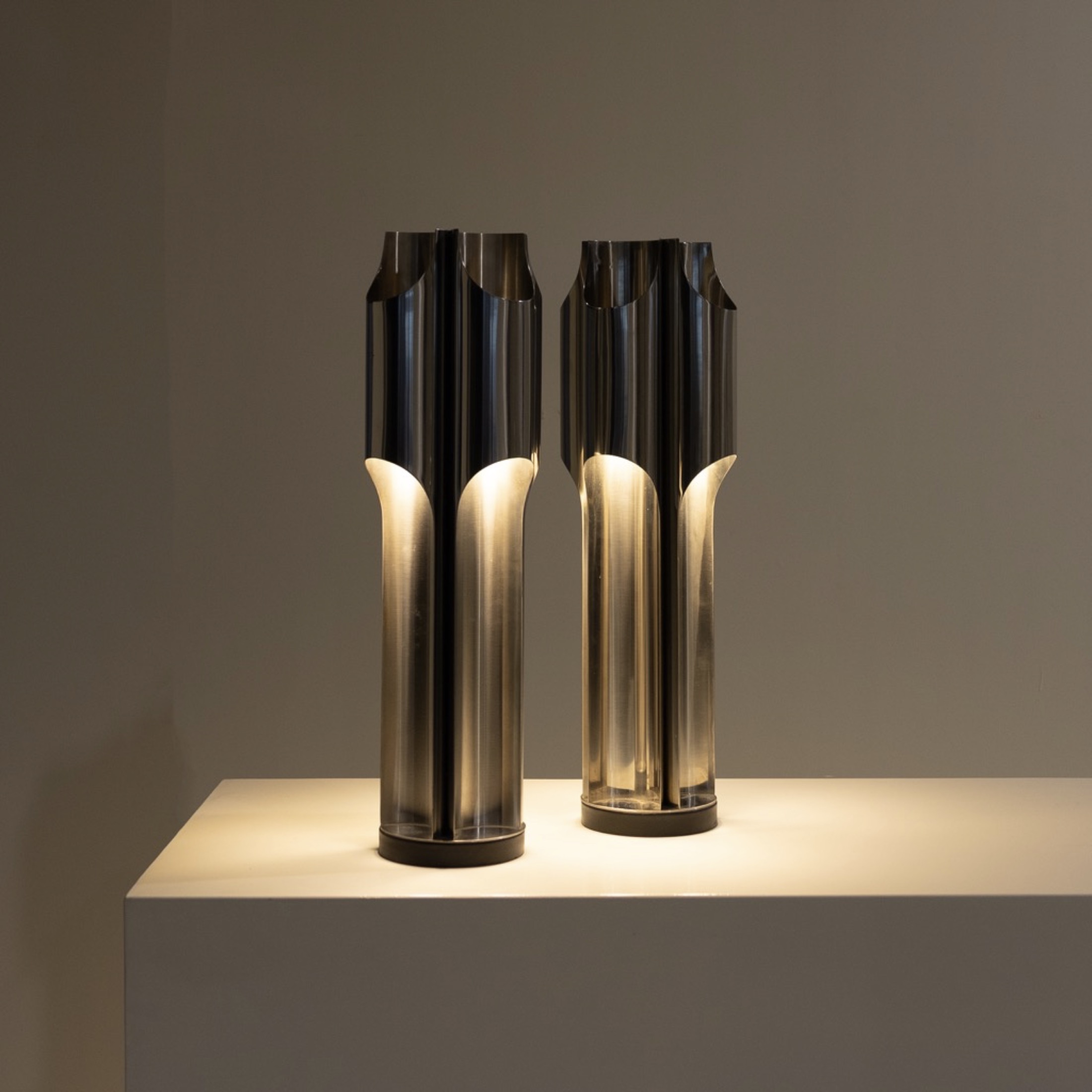 Orgues by Maison Charles - Pair of stainless steel table lamps