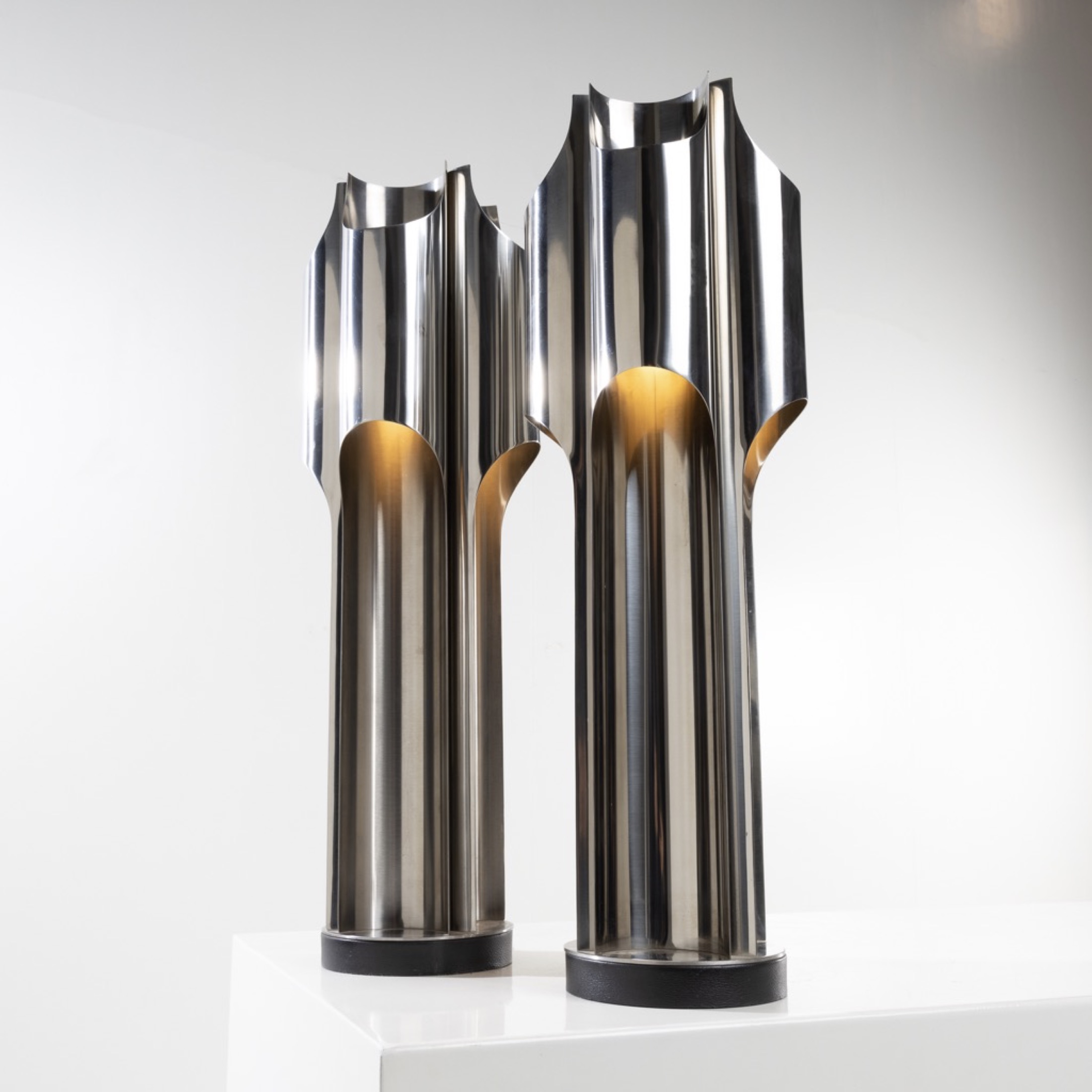 Orgues by Maison Charles - Pair of stainless steel table lamps