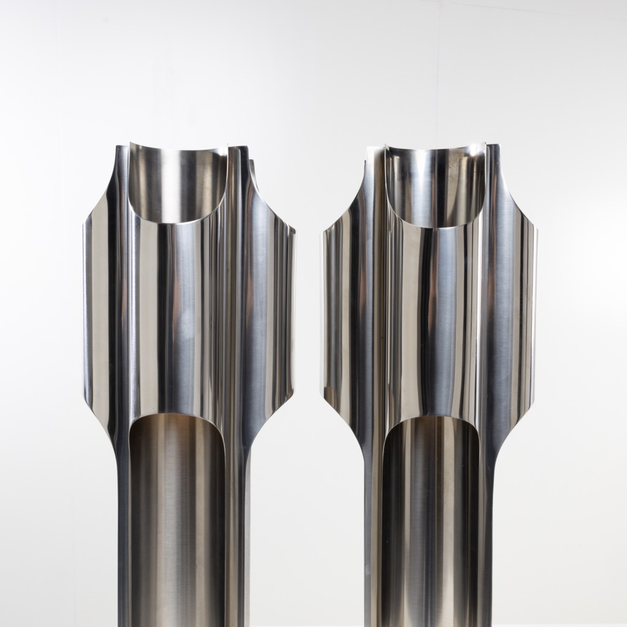 Orgues by Maison Charles - Pair of stainless steel table lamps