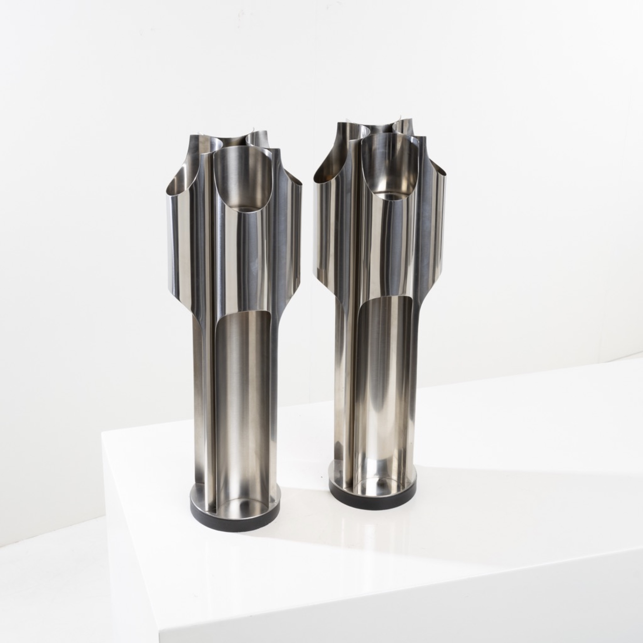 Orgues by Maison Charles - Pair of stainless steel table lamps