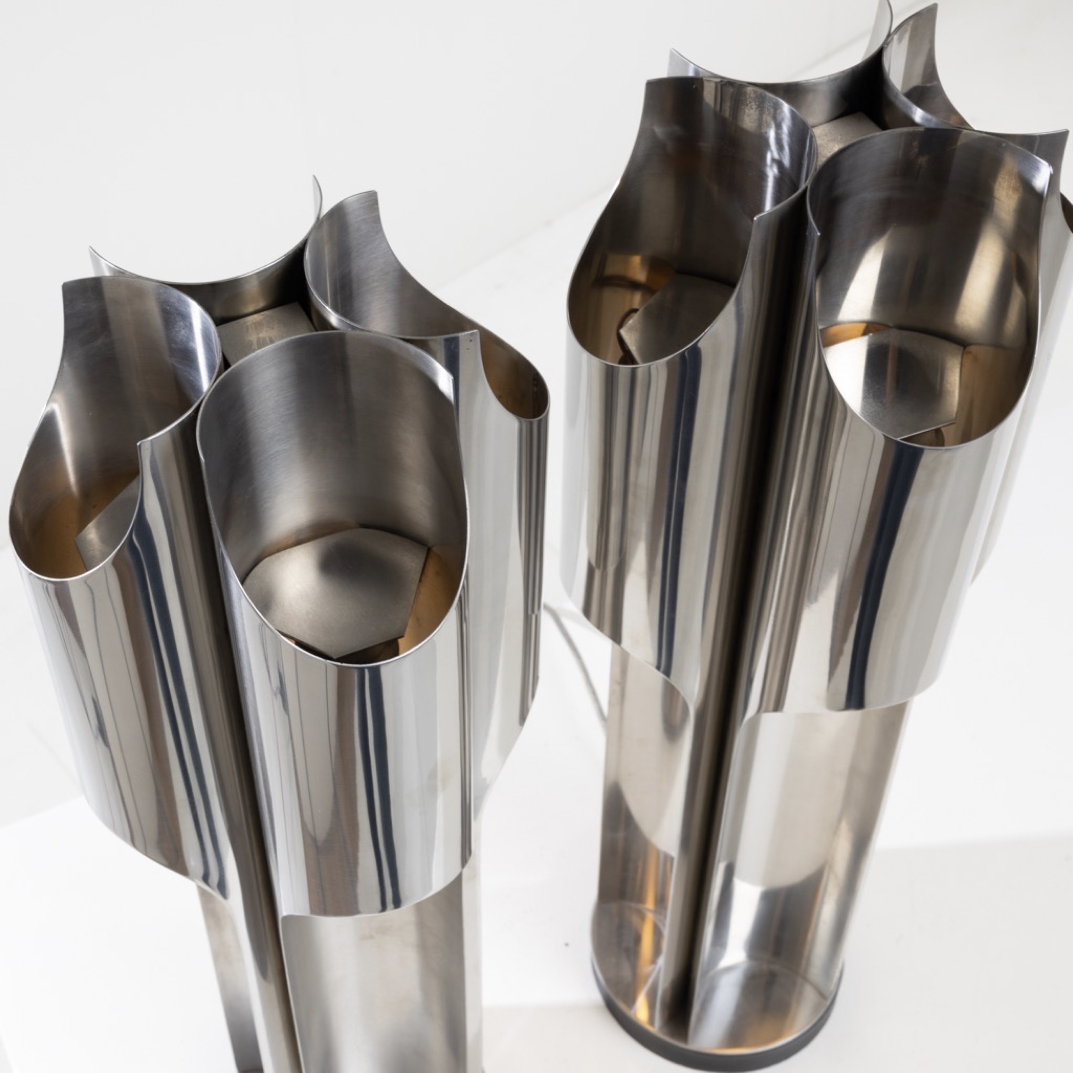 Orgues by Maison Charles - Pair of stainless steel table lamps