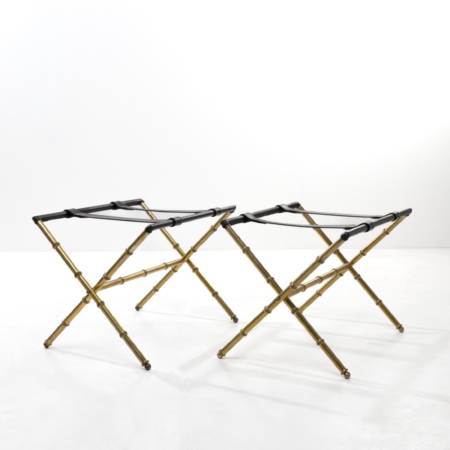 ZF43 Pair of brass suitcase racks Jacques Adnet 01