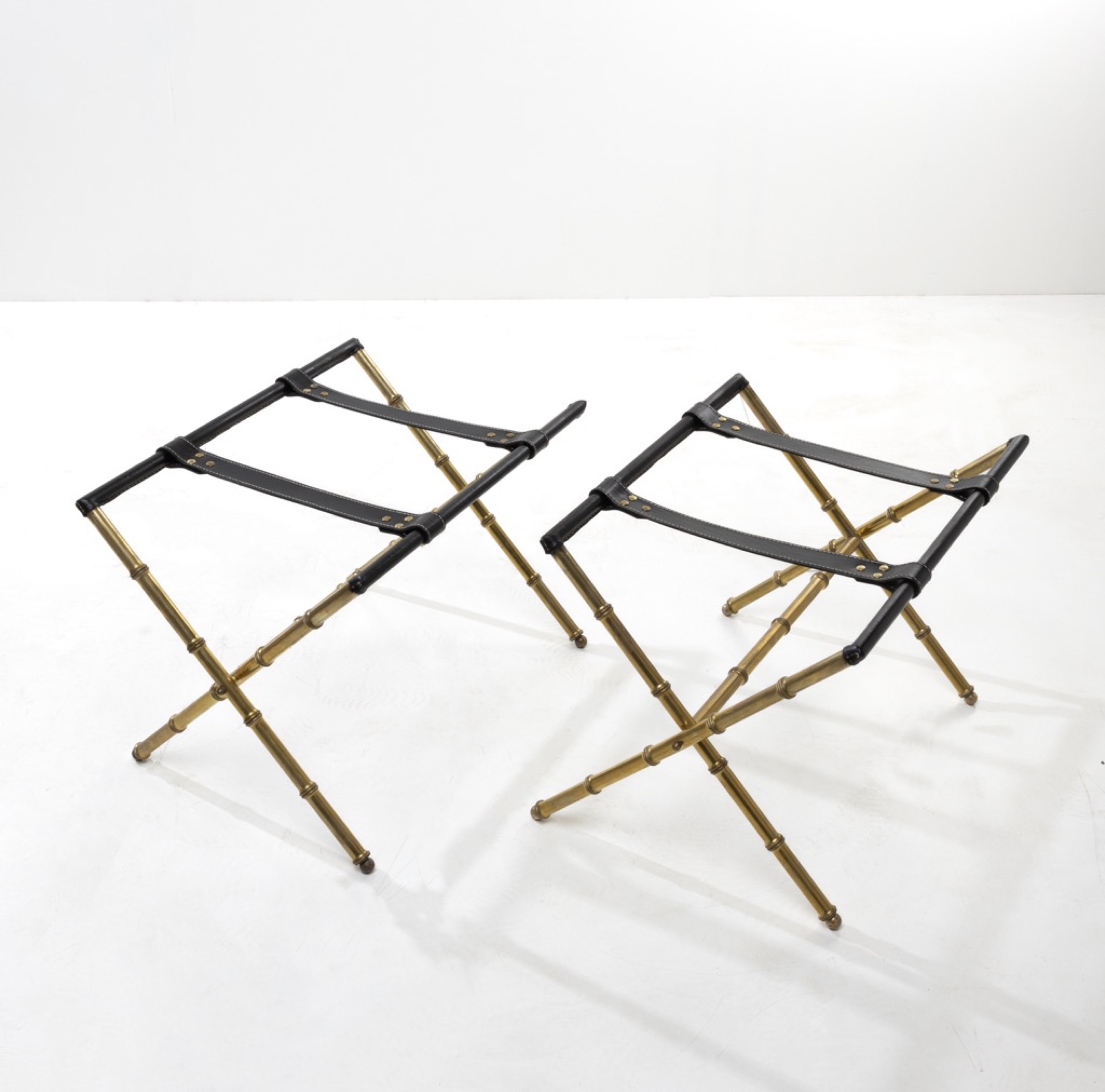 ZF43 Pair of brass suitcase racks Jacques Adnet 02