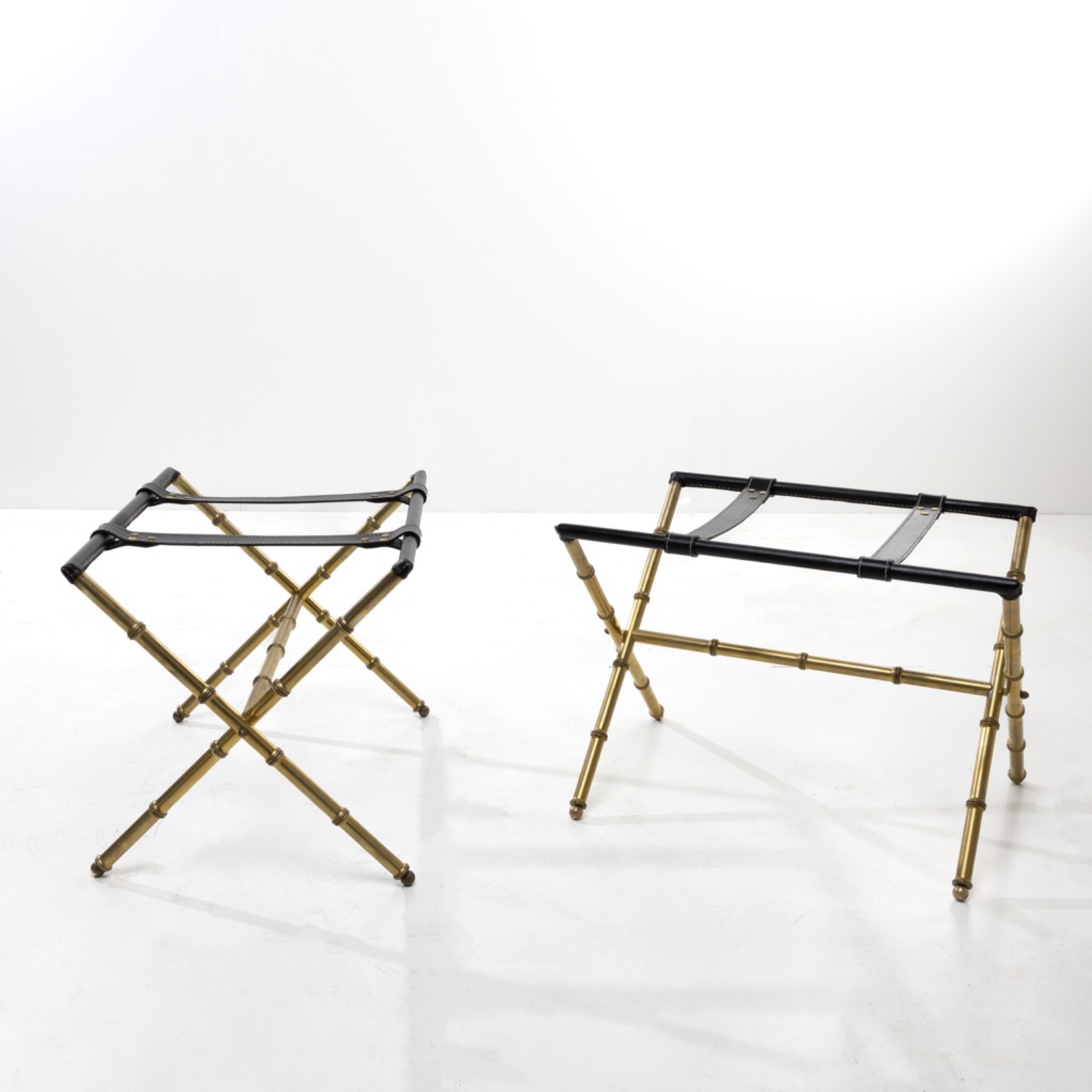 ZF43 Pair of brass suitcase racks Jacques Adnet 03