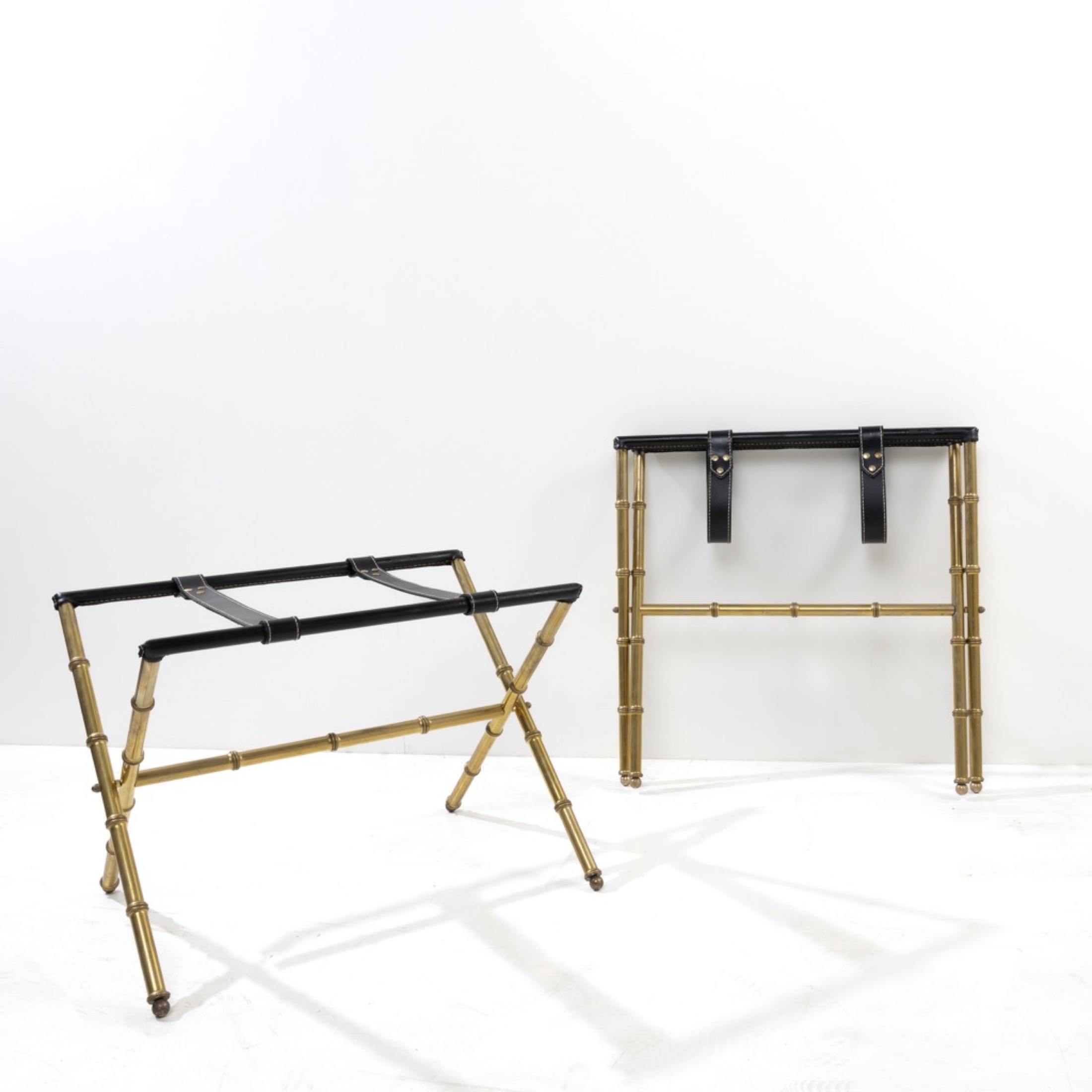 ZF43 Pair of brass suitcase racks Jacques Adnet 04