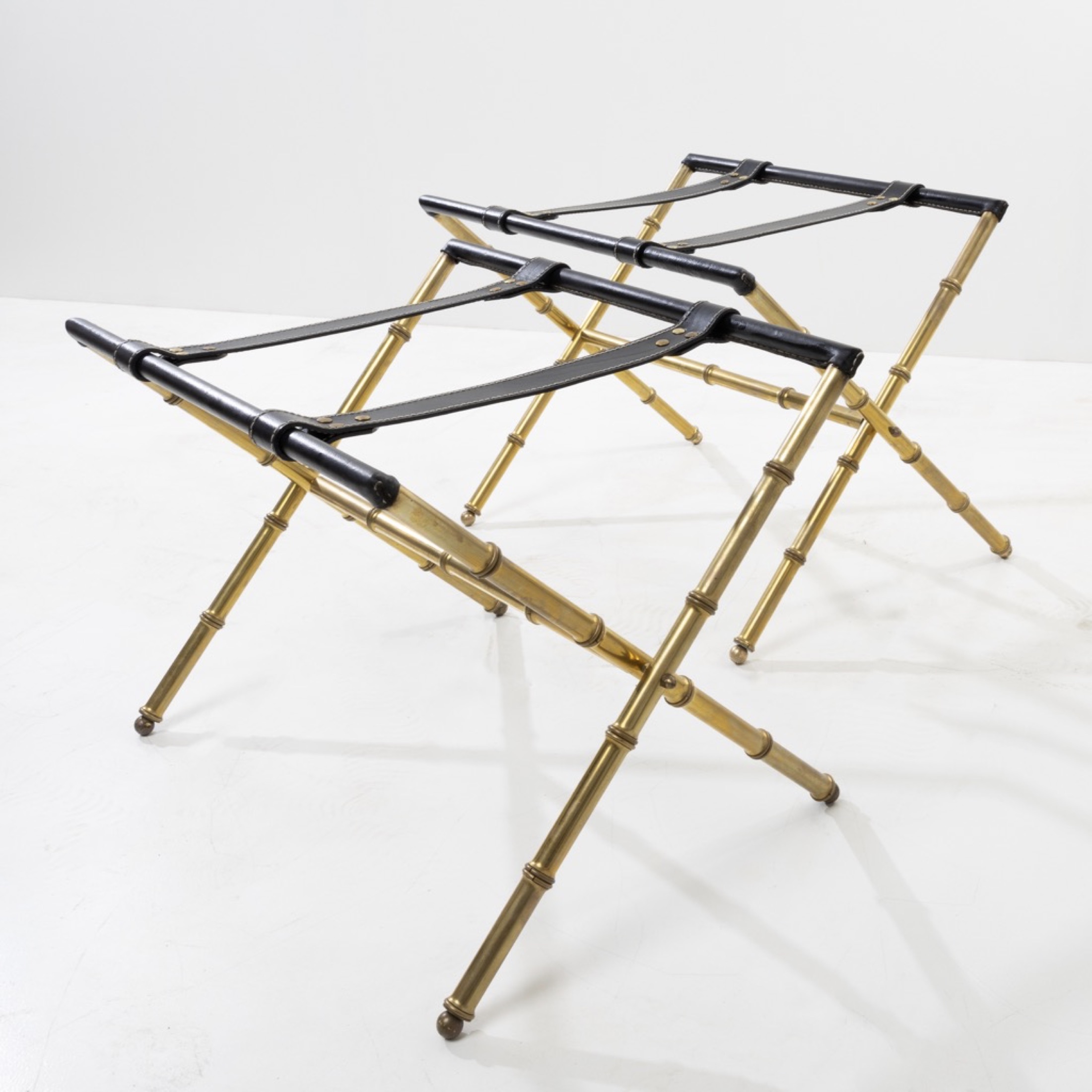 ZF43 Pair of brass suitcase racks Jacques Adnet 05