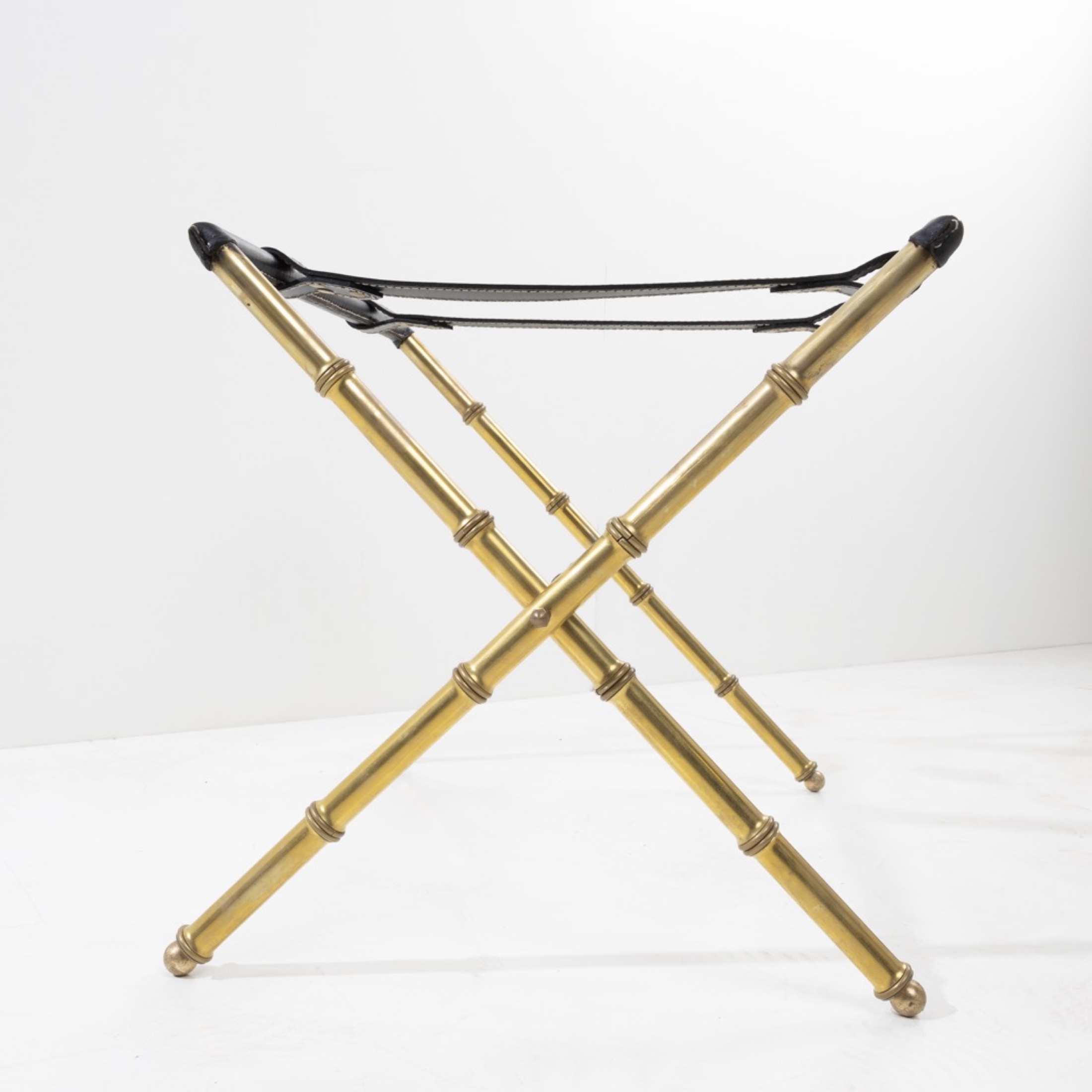 ZF43 Pair of brass suitcase racks Jacques Adnet 06