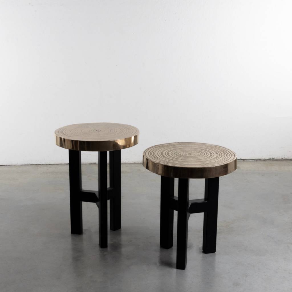 Goutte d'eau (teardrop) by Ado Chale - Pair of high tables or pedestal tables in cast bronze