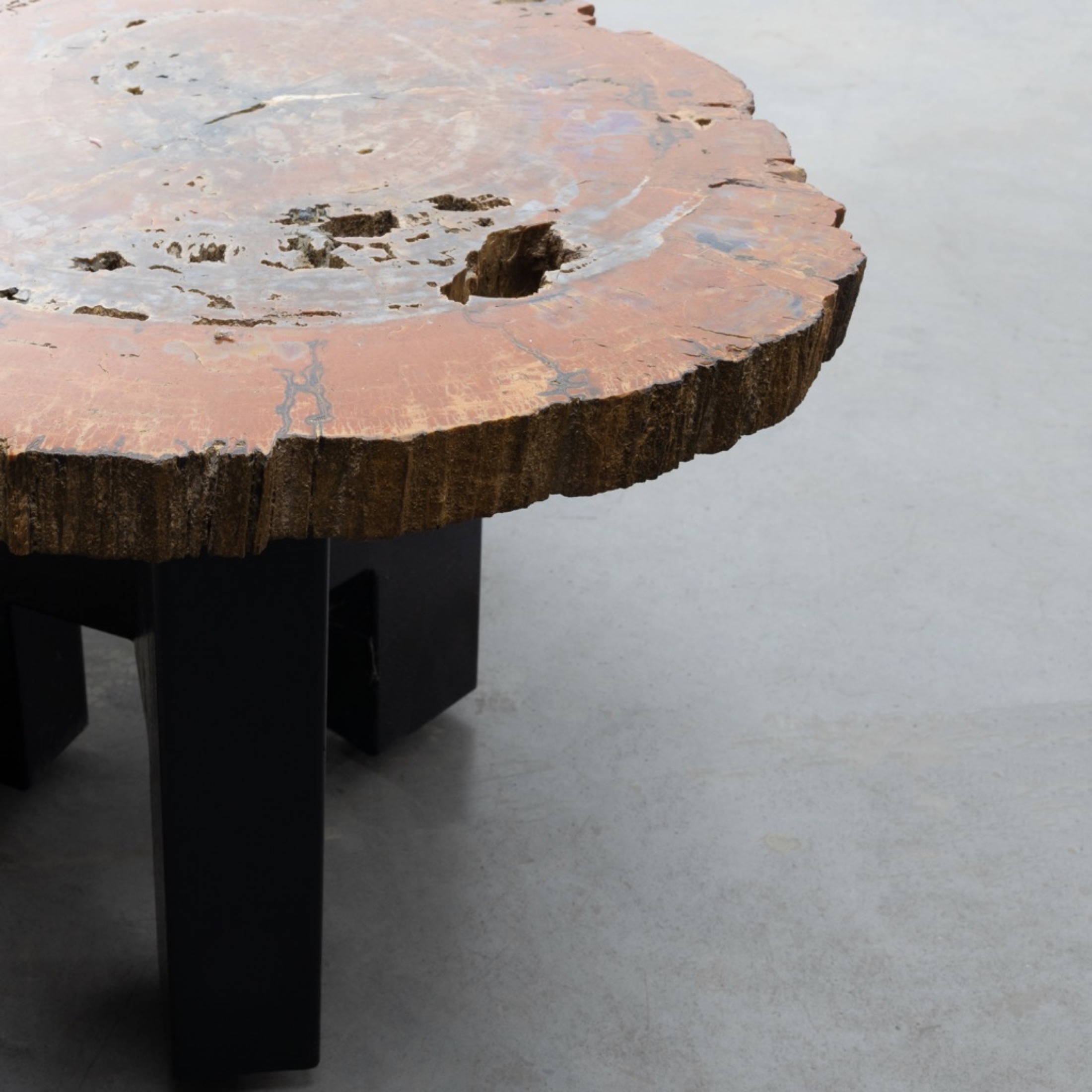 Set of three fossilized Arizona Sequoia coffee tables by Ado Chale