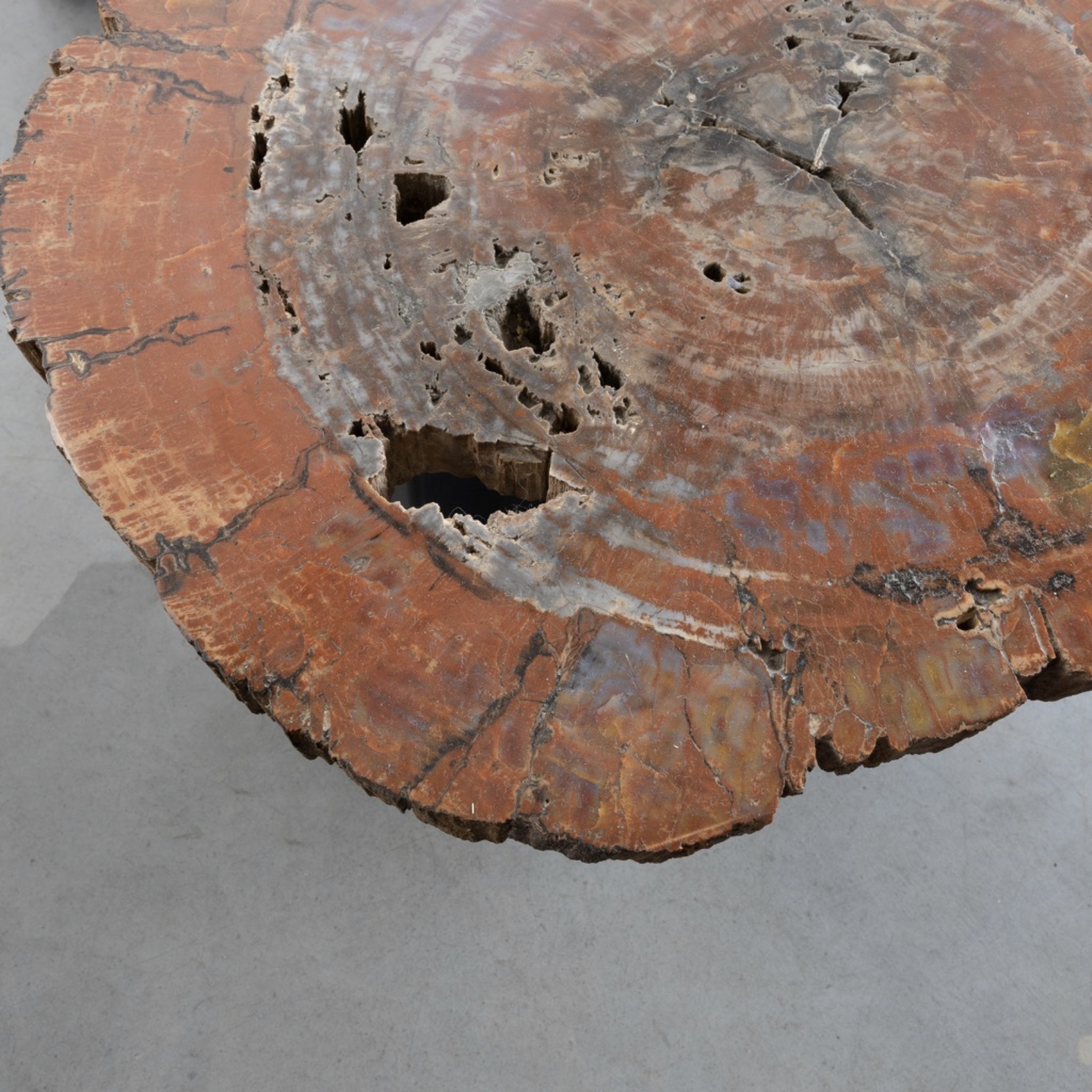 Set of three fossilized Arizona Sequoia coffee tables by Ado Chale