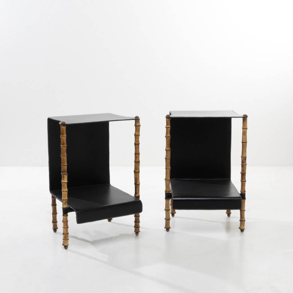 ZF44 Pair of bambou side tables Jacques Adnet-1