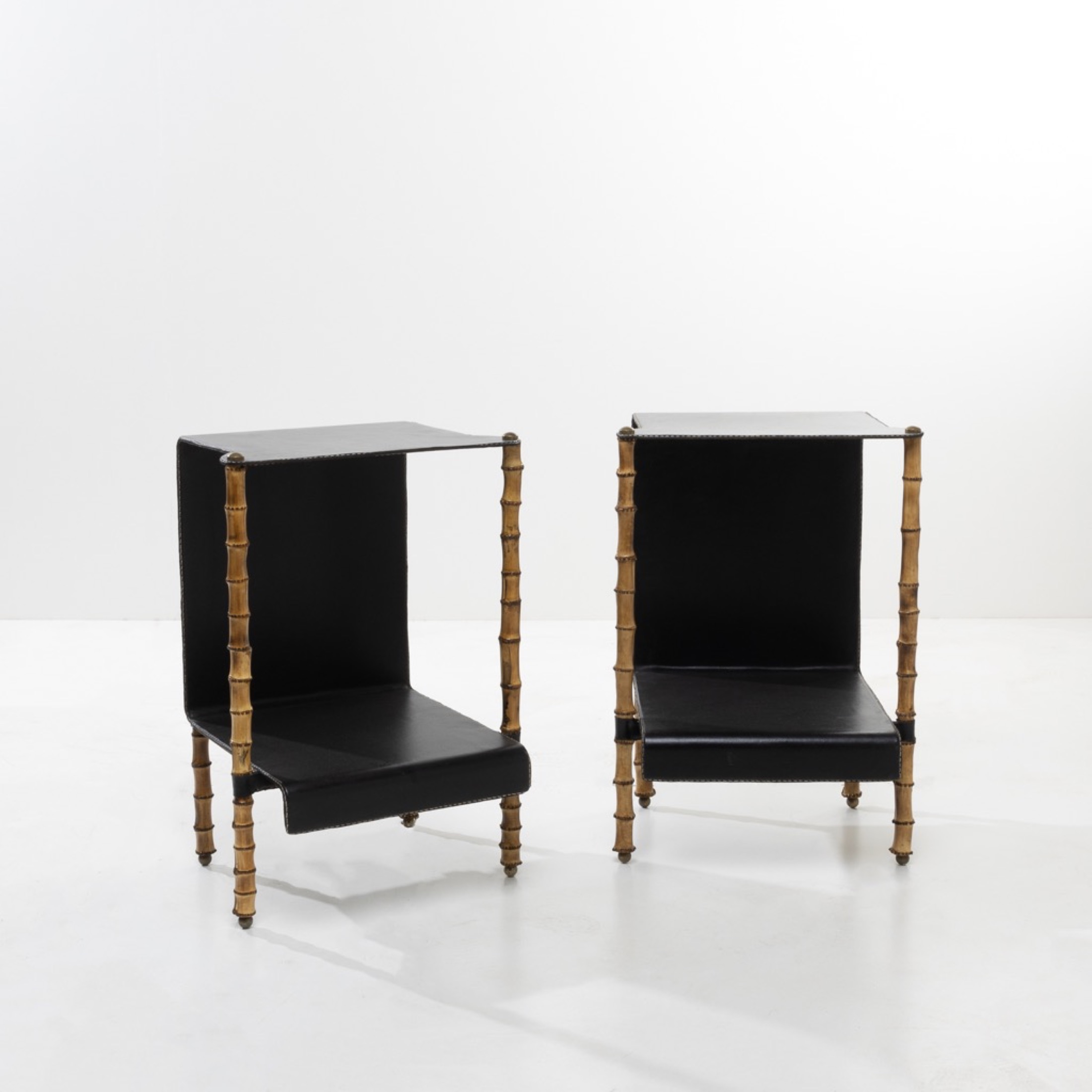 ZF44 Pair of bambou side tables Jacques Adnet-1