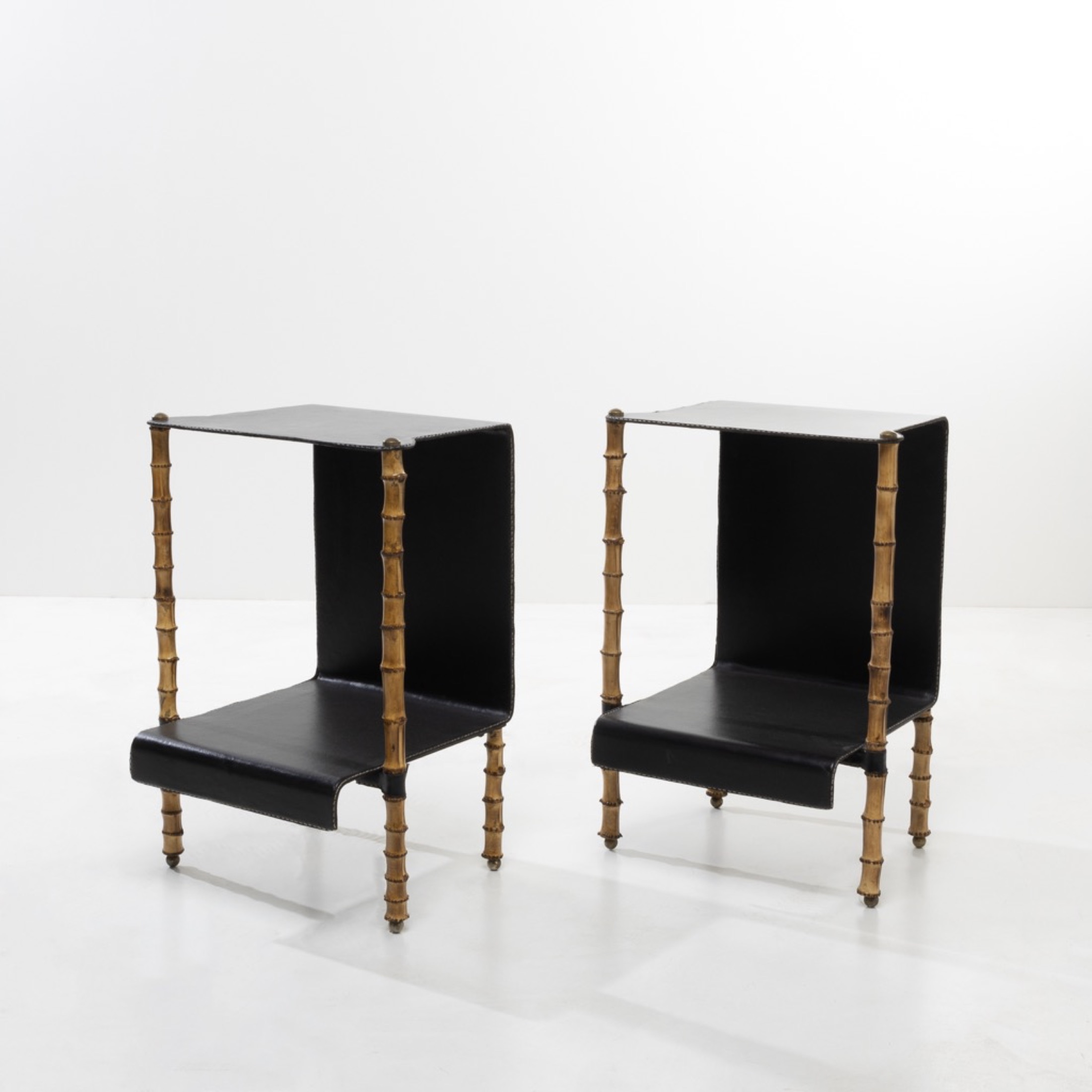 ZF44 Pair of bambou side tables Jacques Adnet-2