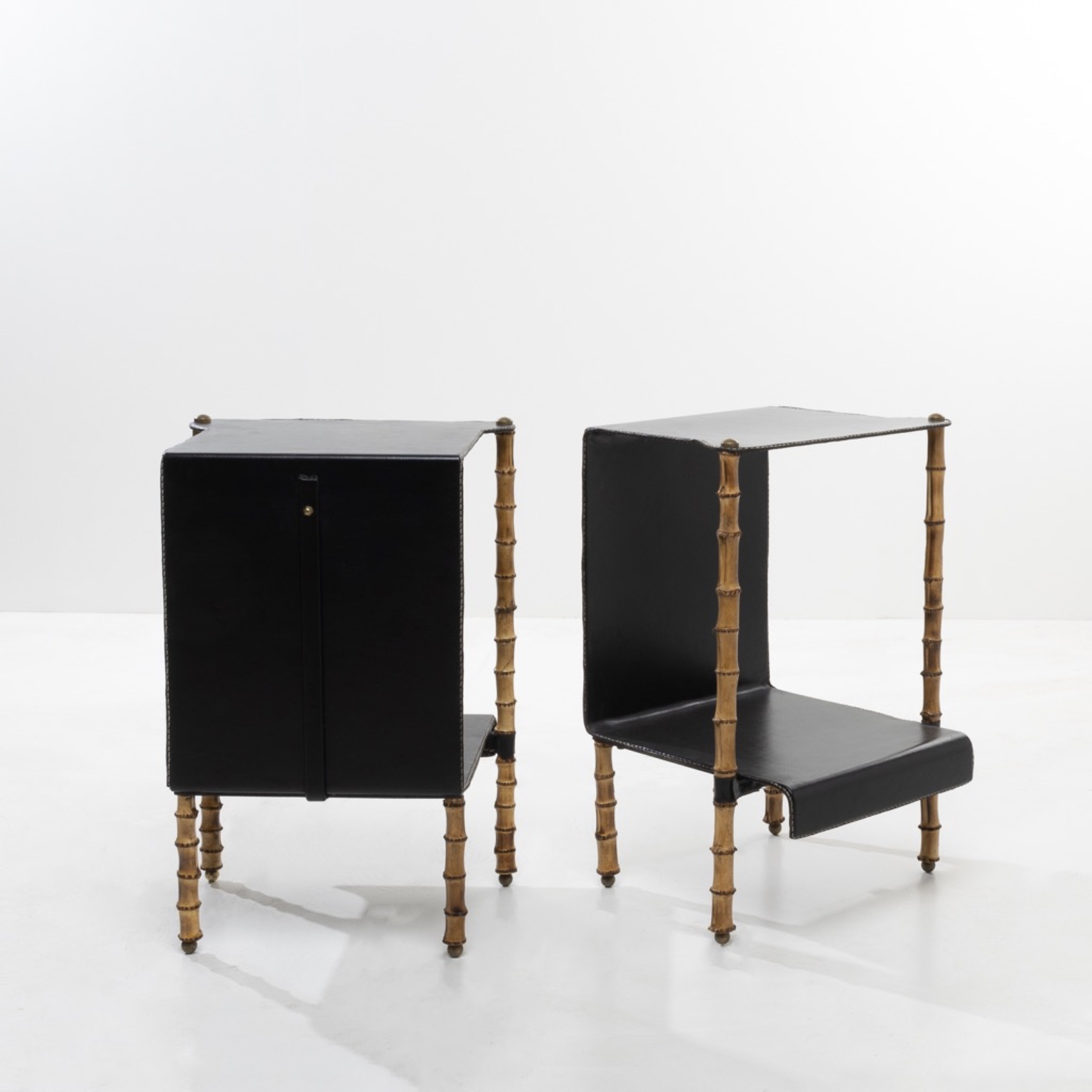 ZF44 Pair of bambou side tables Jacques Adnet-3
