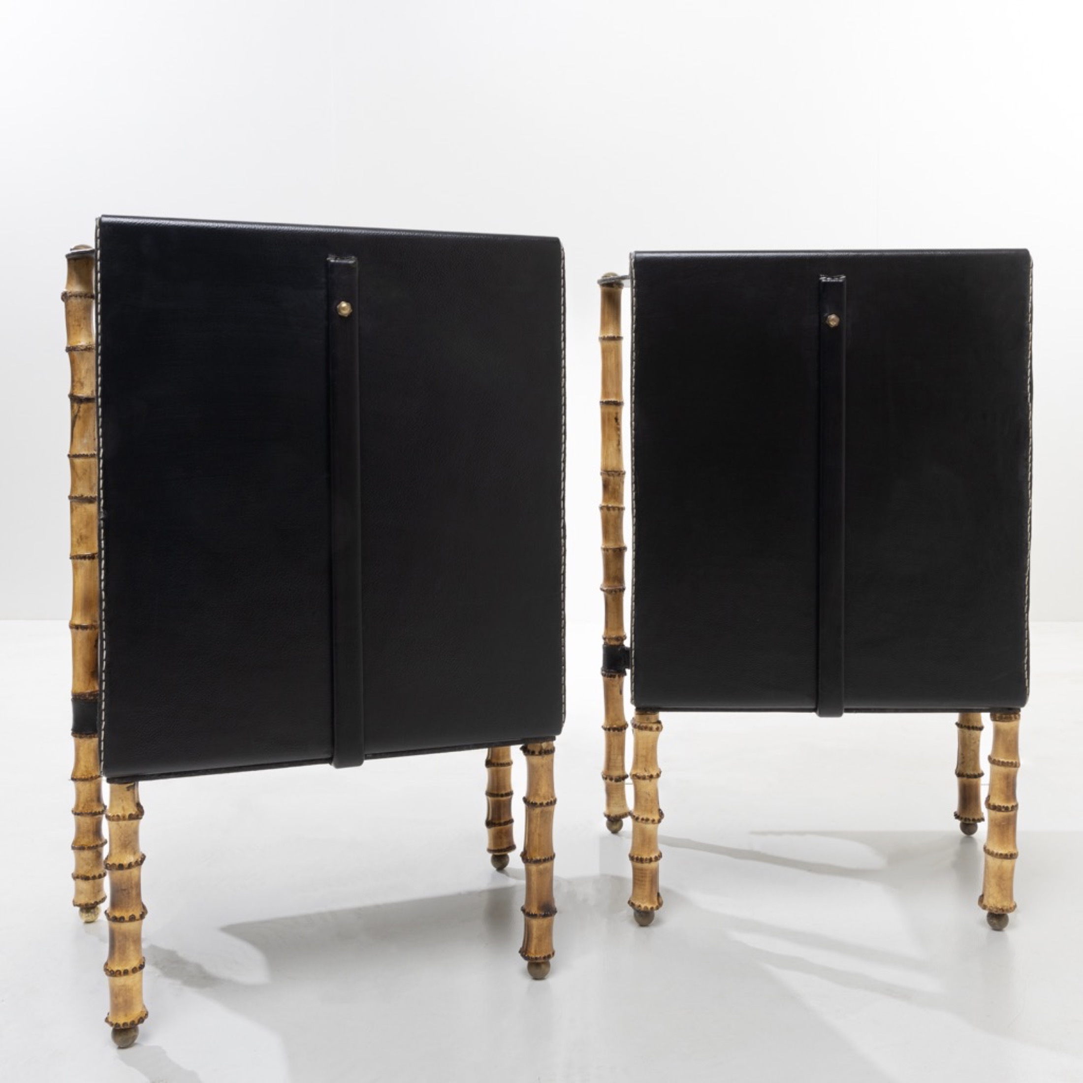 ZF44 Pair of bambou side tables Jacques Adnet-4