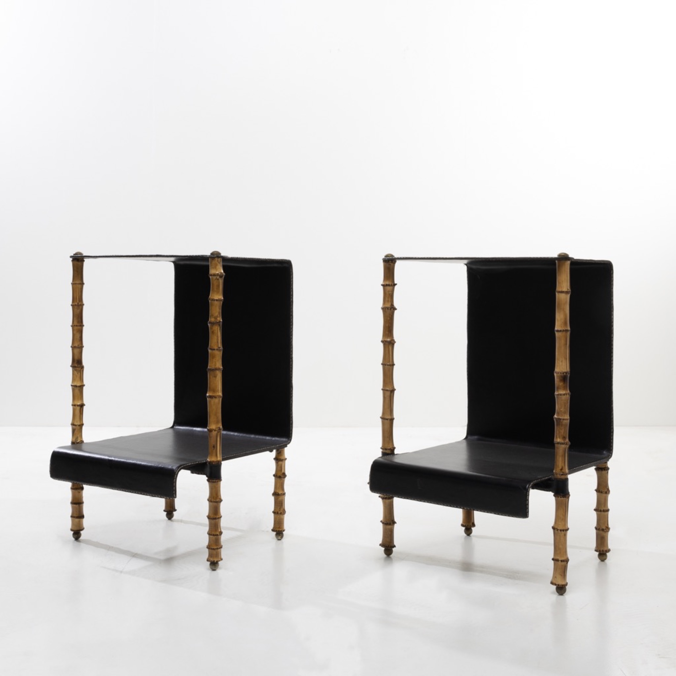 ZF44 Pair of bambou side tables Jacques Adnet-5