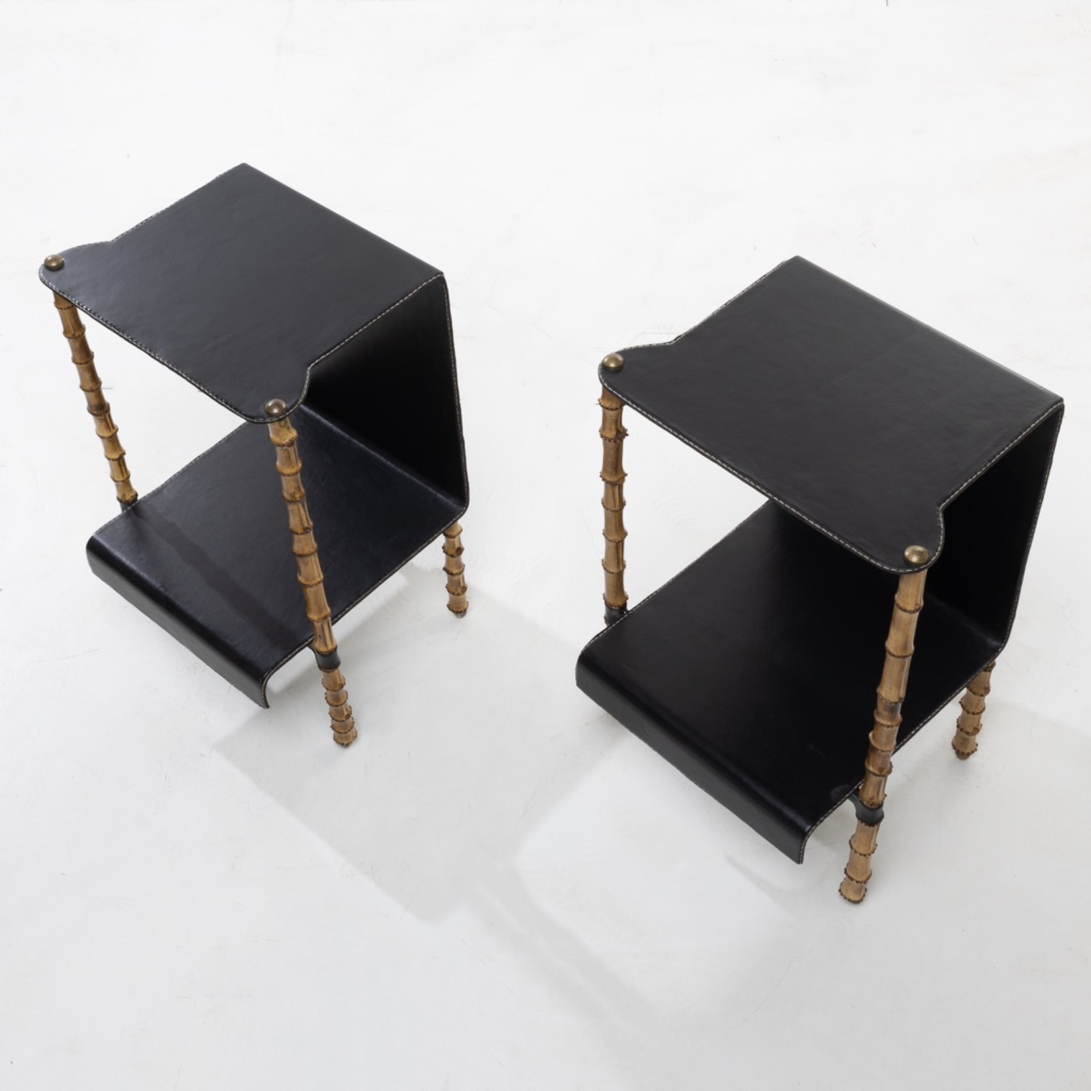 ZF44 Pair of bambou side tables Jacques Adnet-6