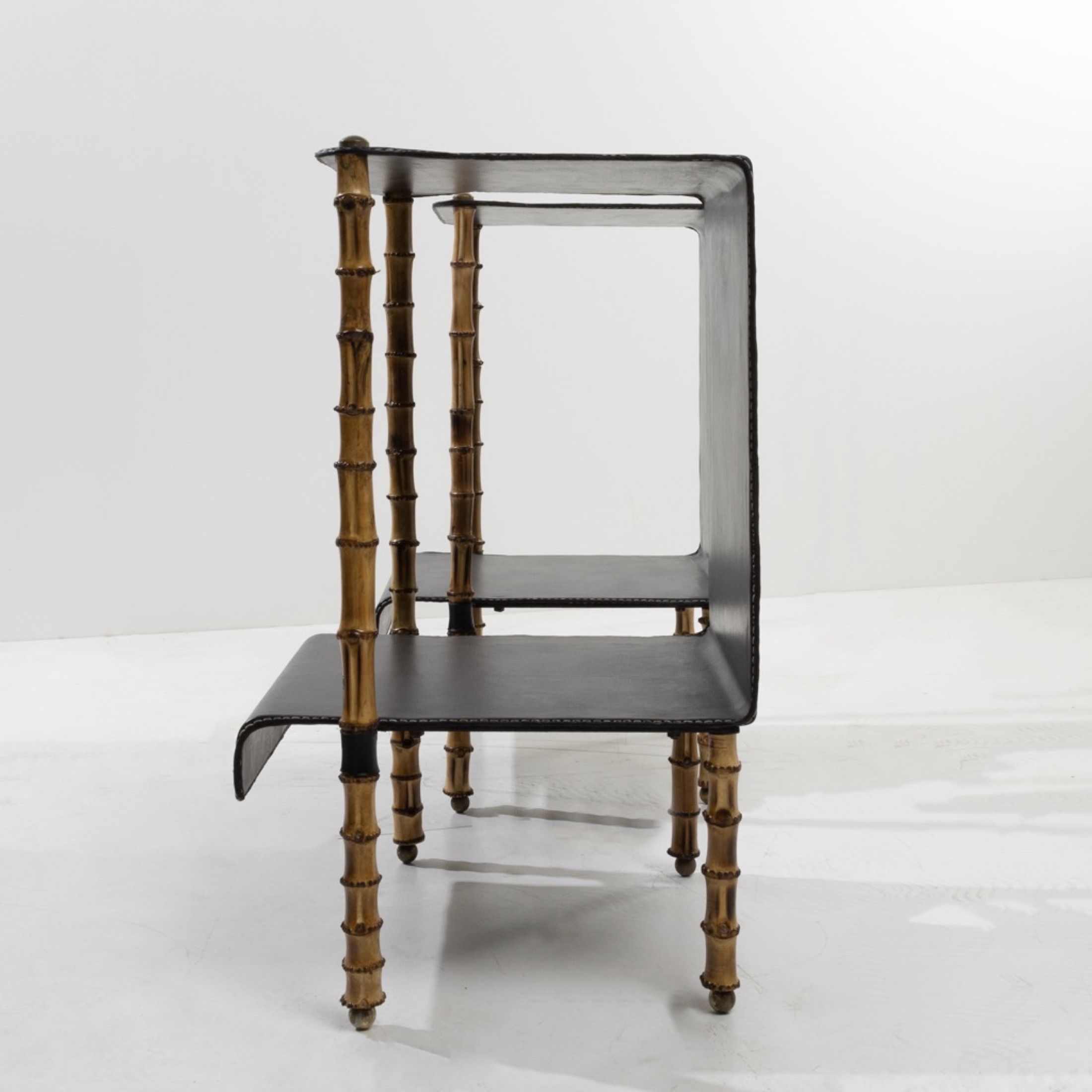 ZF44 Pair of bambou side tables Jacques Adnet-7