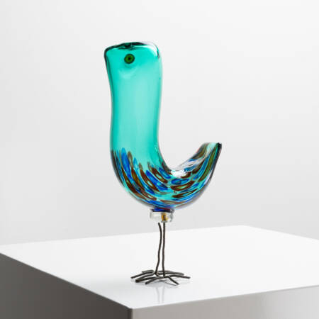 Pulcino sculpture in the shape of a glass bird (green) (model number S189) - Alessandro Pianon - Vistosi Murano IMG_001