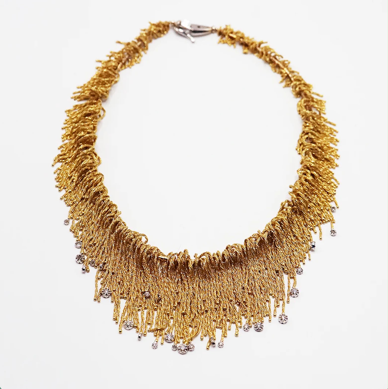 Yellow Gold and Diamond Fringe Necklace by Orlando Orlandini